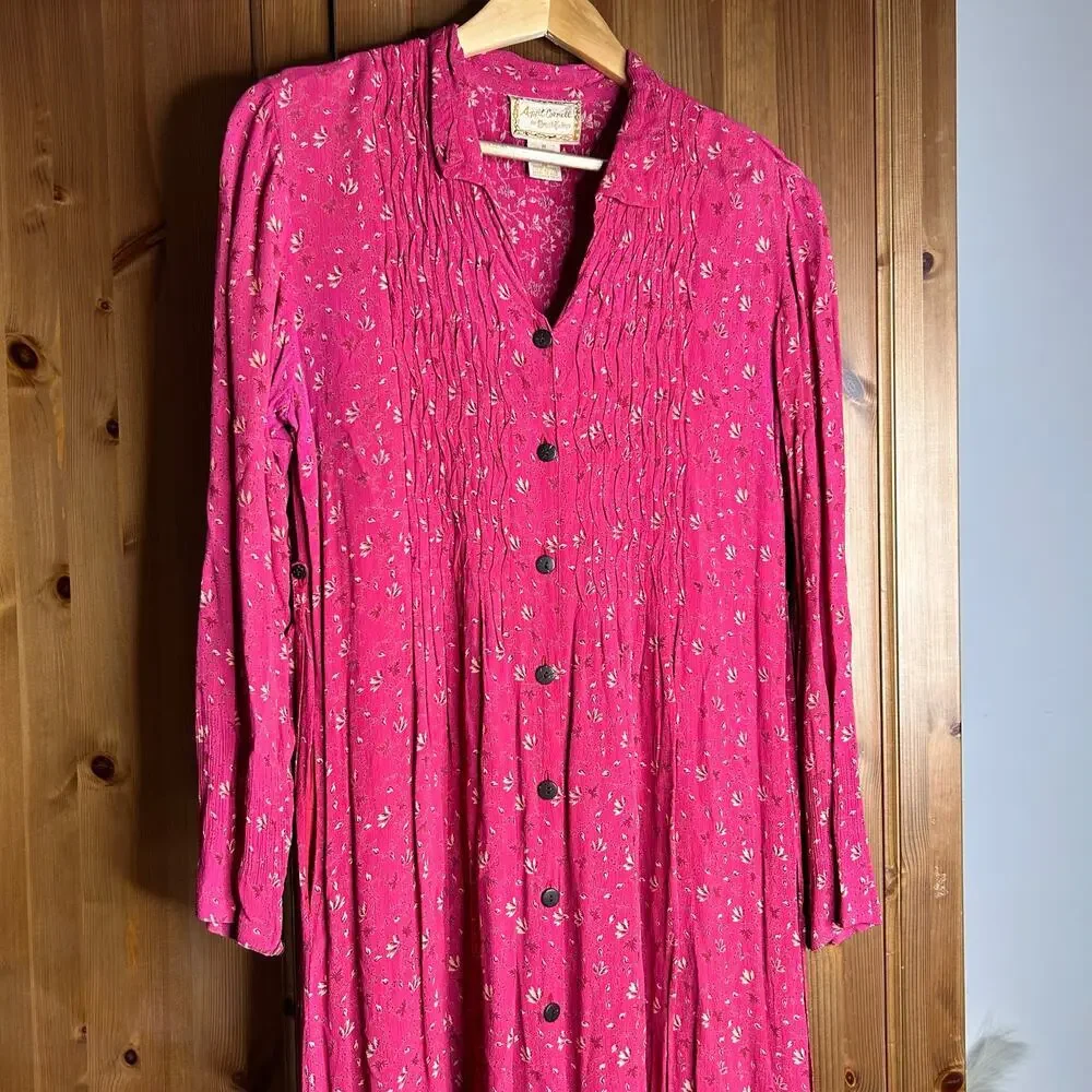 April Cornell Button Front Midi Dress Women’s Medium Cottagecore Prairie Modest - Picture 3 of 11